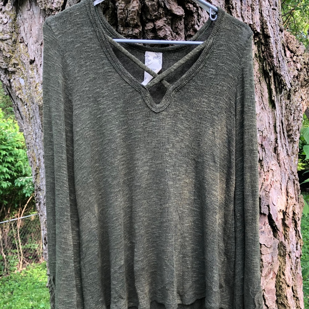 Dark olive green knit top